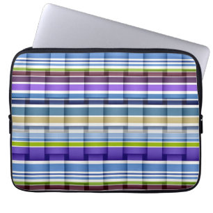 Purple blue brown retro stripes pattern laptop sleeve