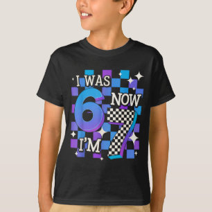 Purple blue chequered was 6 7 67 birthday girl boy T-Shirt