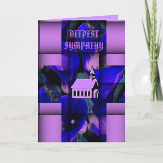 PURPLE BLUE CHURCH CROSS SYMPATHY CARD