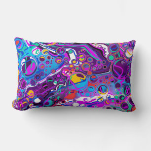 Purple, Blue Colourful Bubbles Abstract Modern   Lumbar Cushion