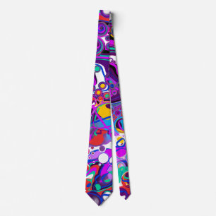 Purple, Blue Colourful Bubbles Abstract Modern    Tie
