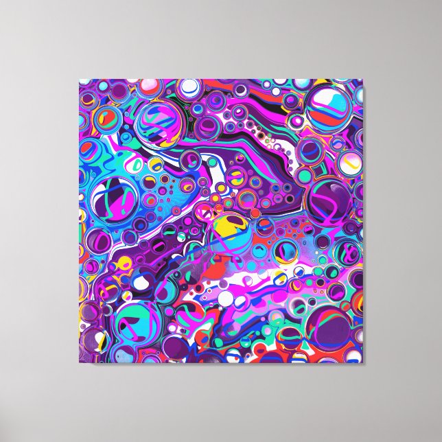 Purple, Blue Colourful Marble Fluid Art  Canvas Print (Front)