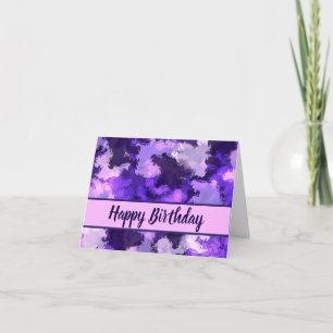 Purple Blue & Cool Abstract Shapes Happy Birthday Card