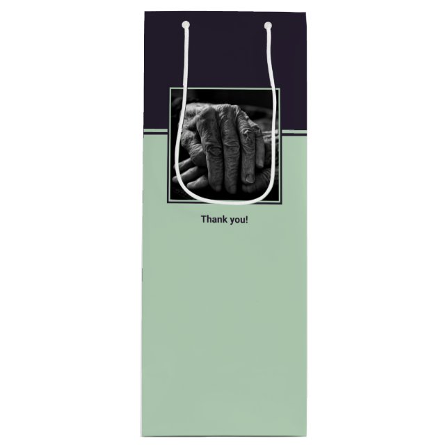 Purple & Blue Custom Image & Logo Thank You  Wine  Wine Gift Bag (Front)