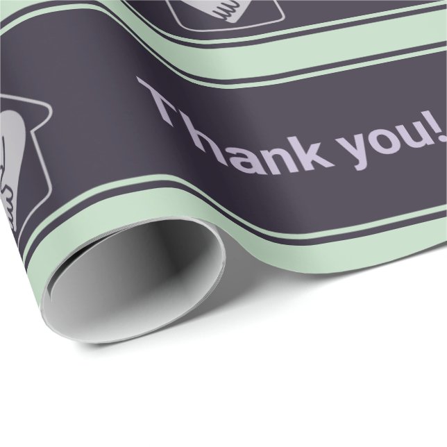 Purple & Blue Custom Logo & Thank You Wrapping Pap Wrapping Paper (Roll Corner)