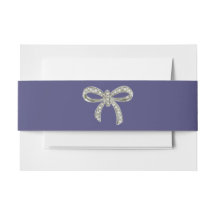 Purple Blue Diamond Bow Invitation Belly Band