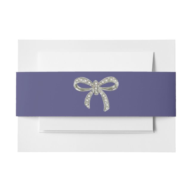 Purple Blue Diamond Bow Invitation Belly Band (Front Example)
