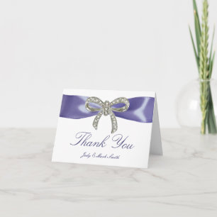 Purple Blue Diamond Bow Thank You Card