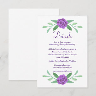 Purple Blue Diamond Bow Wedding Details Card