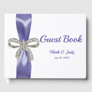 Purple Blue Diamond Bow Wedding Guestbook