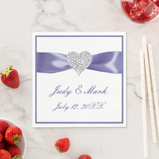 Purple Blue Diamond Heart Paper Napkins (Insitu)