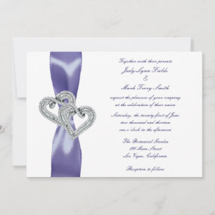 Purple Blue Diamond Hearts Wedding Invitation