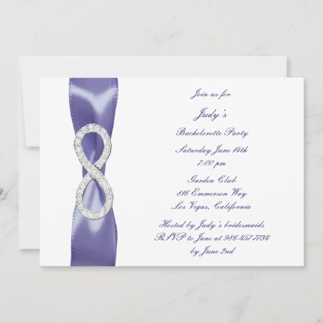 Purple Blue Diamond Infinity Bachelorette Party Invitation (Front)