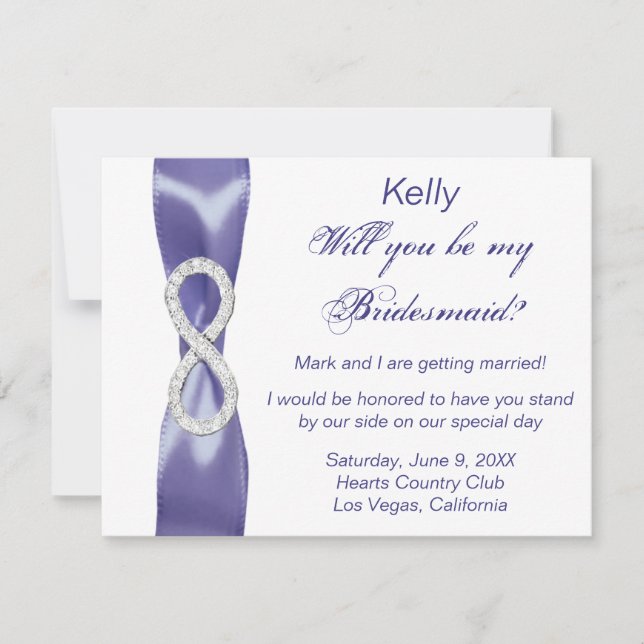 Purple Blue Diamond Infinity Bridesmaid Card (Front)