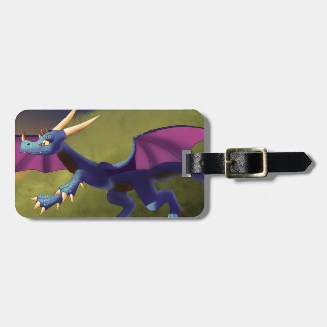 Purple/Blue Dragon 11/14/15 Luggage Tag (Front Horizontal)