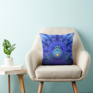 Purple & Blue Electric Peacock Mandala Tote Cushion