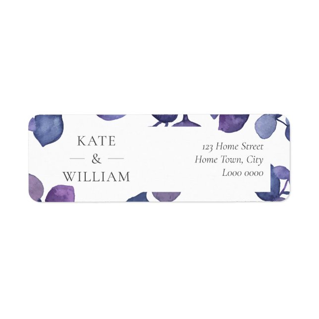 Purple Blue Eucalyptus Leaves Address Label (Front)