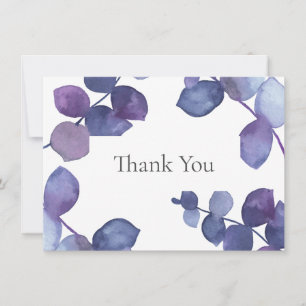 Purple Blue Eucalyptus Leaves Thank You Card