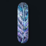 Purple Blue Feather Skateboard Gift<br><div class="desc">Beautiful Feather MIGNED Painting</div>