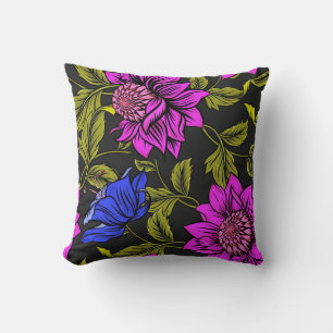 Purple & Blue Floral Cushion