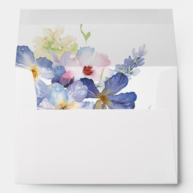 Purple Blue Floral  Envelope (Back (Bottom))