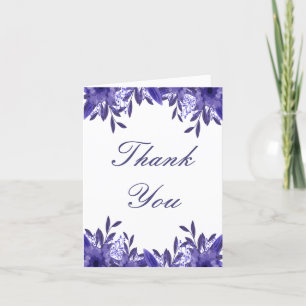 Purple Blue Floral Foliage Thank You Card