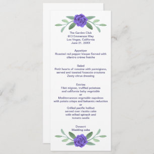 Purple Blue Floral Greenery Foliage Wedding Menu