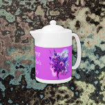 Purple & Blue Floral Happy Mother's Day | Tea Pots<br><div class="desc">Elegant and simple,  blue and purple floral watercolour  with Happy Mother's Day in white elegant text for you to customize as you choose.</div>