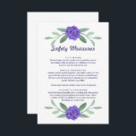 Purple Blue Floral Safety Measures Enclosure Card<br><div class="desc">Provide your guests with all of your wedding health and safety protocols with this COVID-19 safety guidelines enclosure card to communicate all the safety information for your guests. Help keep your vulnerable guests safe and comfortable coming to your wedding with this indication of social distancing instructions. Ideal for guest safety...</div>