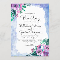 Purple Blue Floral Watercolor Wedding