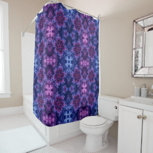 Purple blue flower Dream Abstract Fractal art Shower Curtain