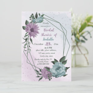 purple blue flowers botanical bridal shower invitation