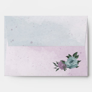 purple blue flowers botanical wedding envelope