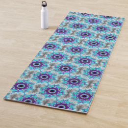 Purple Blue Fractal Pattern Yoga Mat