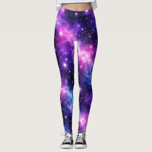 Purple Blue Galaxy Nebula Leggings Seamless Cosm