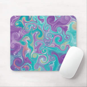 Purple, Blue, Gold and Teal swirls Mouse Pad