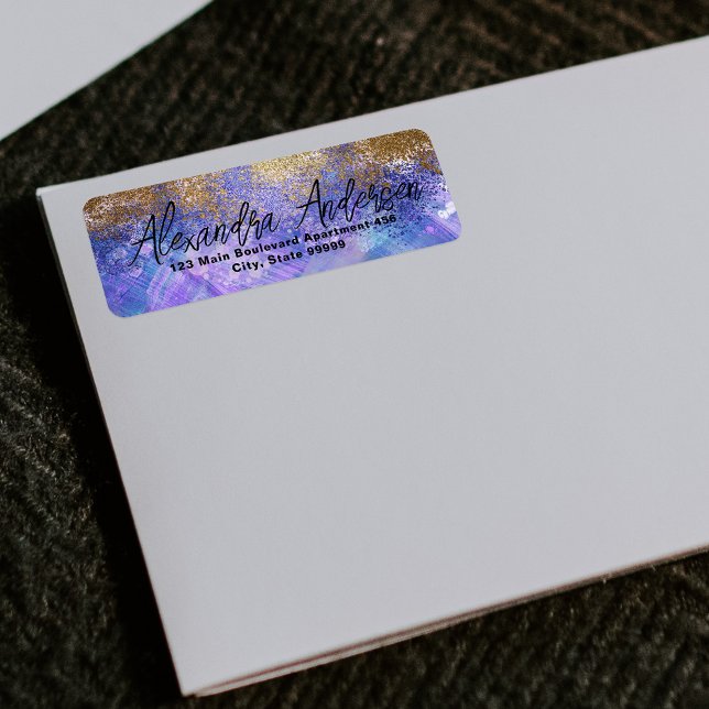 Purple Blue Gold Glitter Artistic Modern Glam (Creator Uploaded)