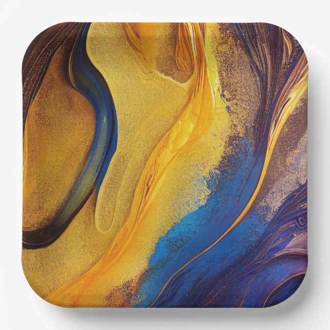 Purple, blue, gold paper plate (Front)