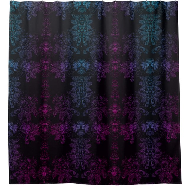 Purple Blue Gradient Baroque "Wild Things" Shower Curtain (Front)