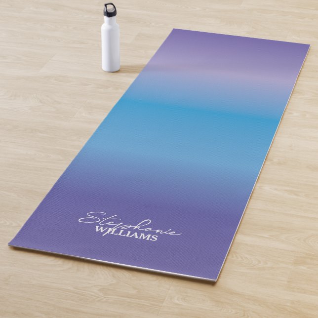 Purple-Blue Gradient Yoga Mat with Custom Name (In Situ)
