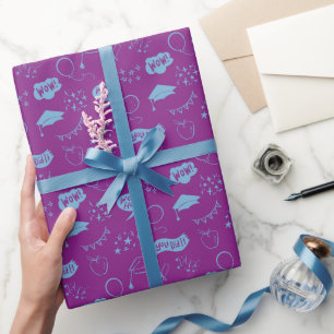 Purple Blue Graduation Hand Drawn Scribble Pattern Wrapping Paper