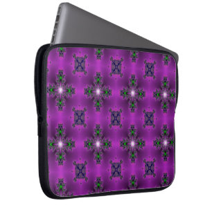 purple blue green artdeco in retrostyle and stars laptop sleeve