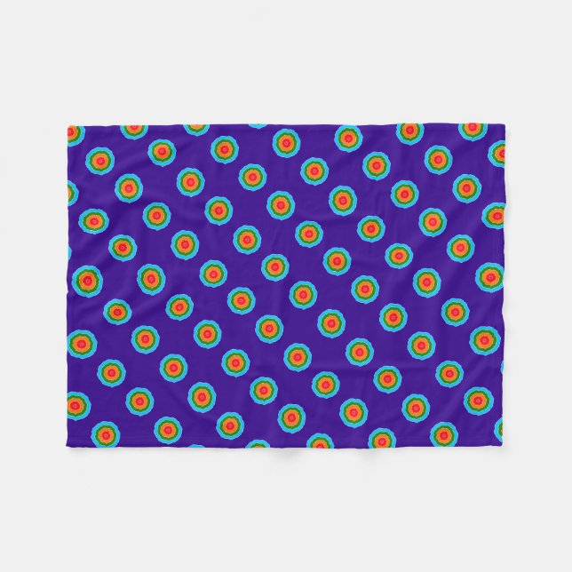 Purple Blue Green Orange Red Rings Fleece Blanket (Front (Horizontal))