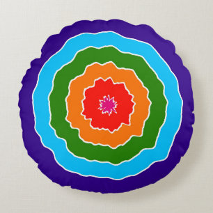 Purple Blue Green Orange Red Round Cushion