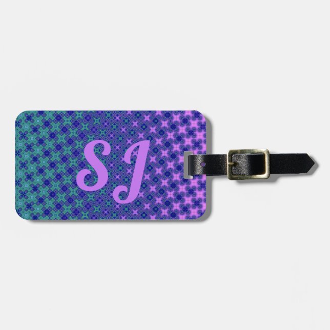 Purple Blue Green Pattern Luggage Tag (Front Horizontal)