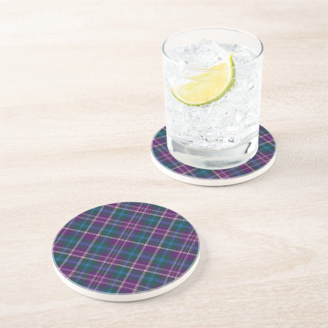 Purple, Blue & Green Plaid  Coaster (Side)