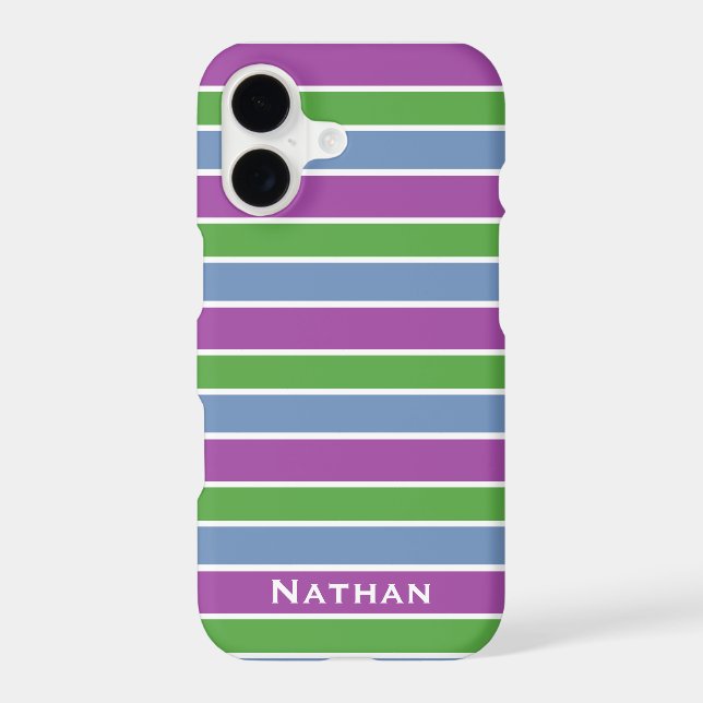 Purple Blue Green Striped Personalised (Back)