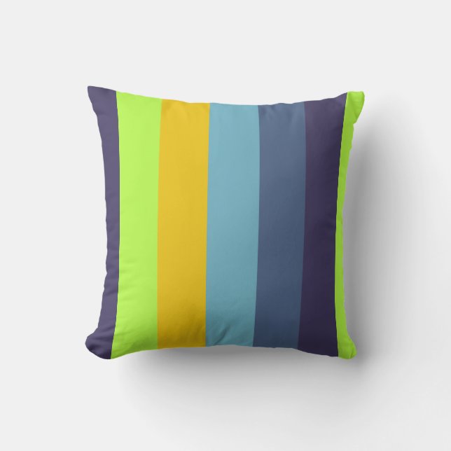 Purple Blue green yellow kids teen stripe solid Cushion (Front)
