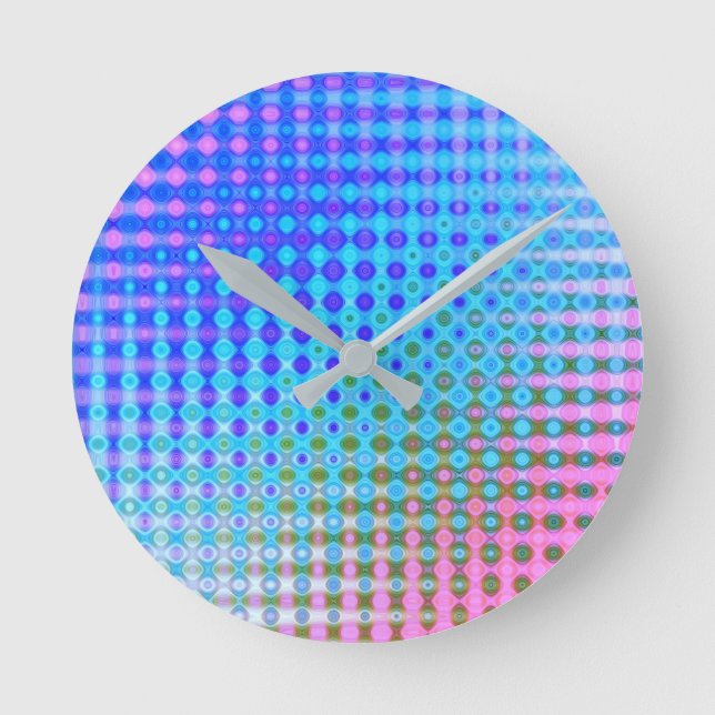 Purple Blue Green Yellow Round Clock (Front)