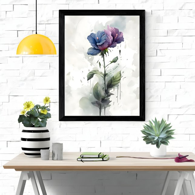 "Purple & Blue Hibiscus Botanical Watercolor Art" Poster (Creator Uploaded)